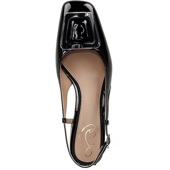Sam Edelman Tracie Patent Buckle Detail Slingback Pumps size 9 Black in box - Picture 6 of 14
